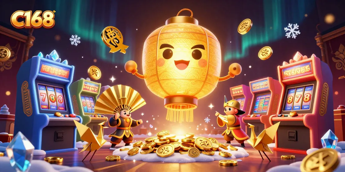 C168 offers exciting slot games with vibrant characters and dynamic visuals, immersed in a festive casino atmosphere.
