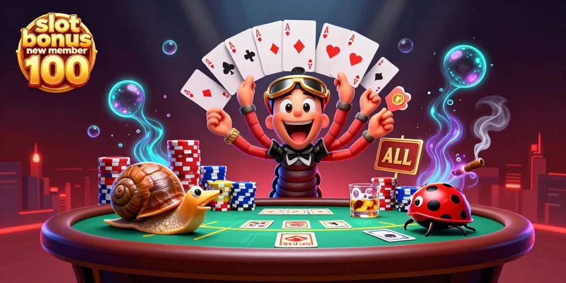 Spin the reels for exciting slot bonus new member 100 in a dynamic casino scene.