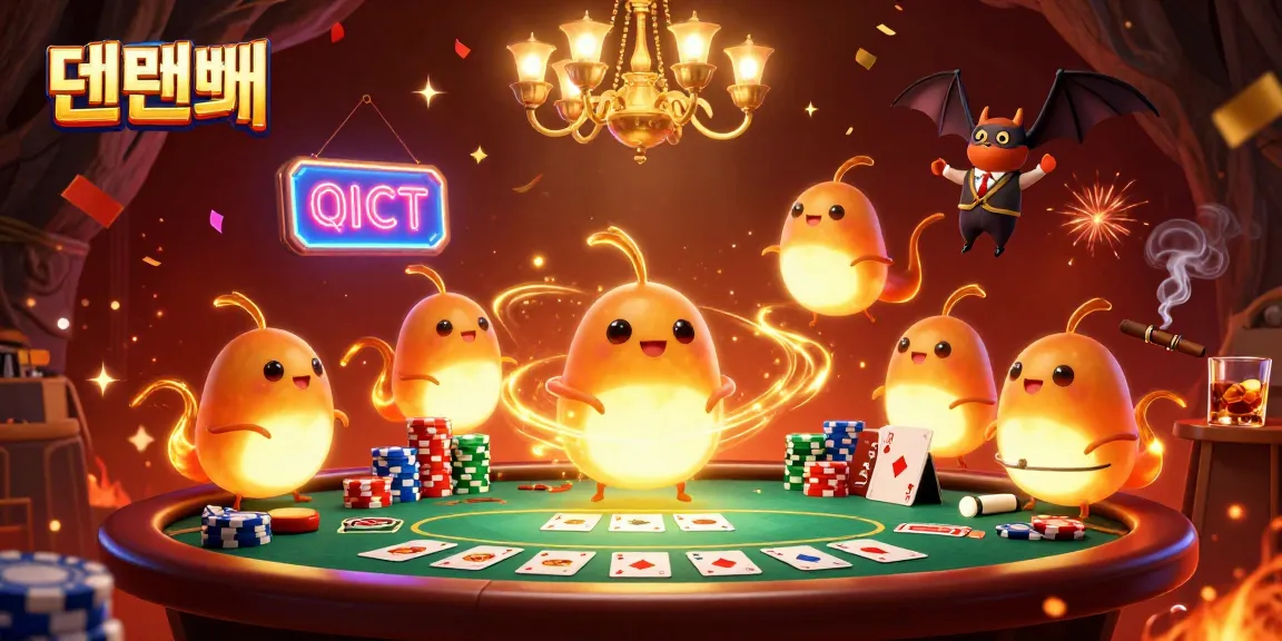 Experience thrilling gameplay at 텐텐벳 with a vibrant casino scene featuring a bat dealer and glowworms.