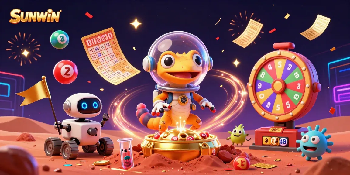 SUNWIN invites players to a vibrant casino adventure with a Martian gecko and a golden casino.