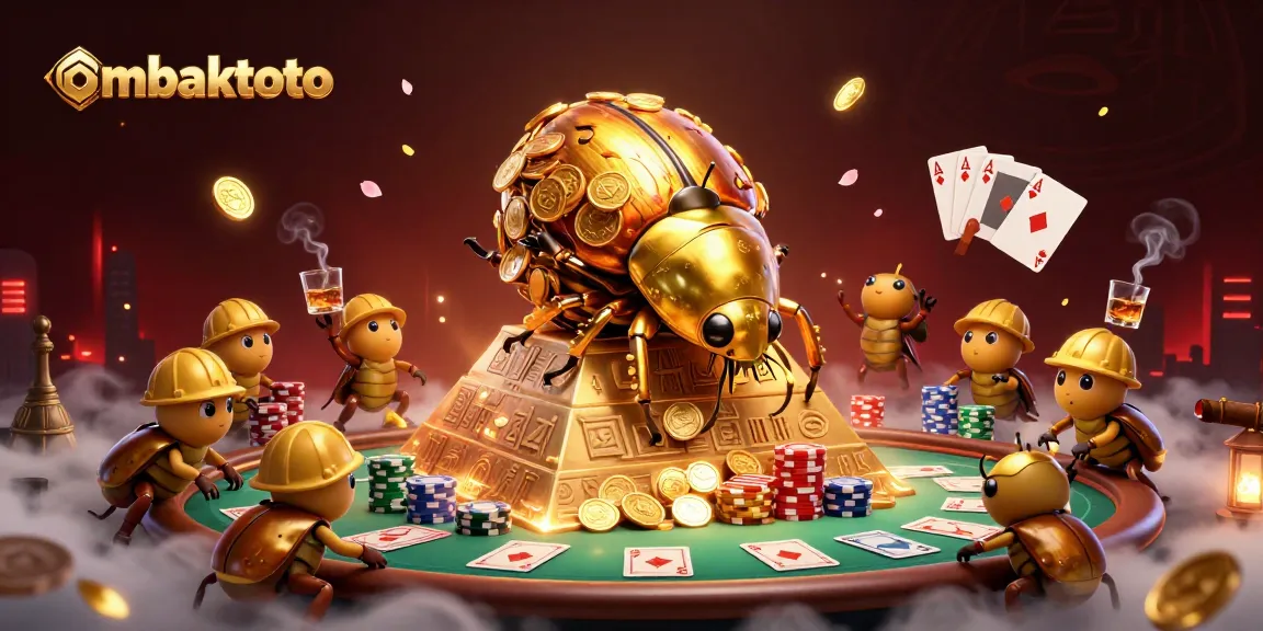 Immerse in the excitement as ombaktoto unveils golden casino treasures in 3D illustration.