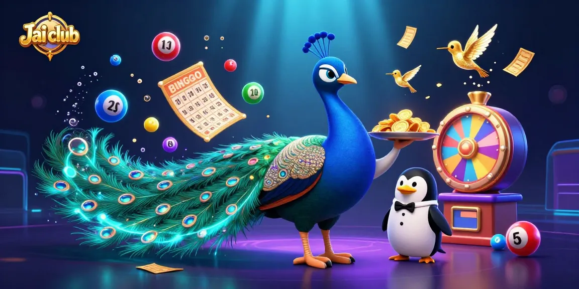 Experience Jai club's vibrant lottery excitement with animated characters, colorful balls, and dazzling confetti.
