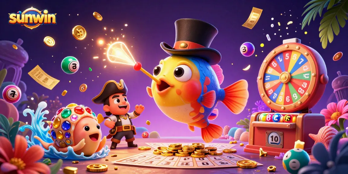 Win big with sunwin as the deep-sea anglerfish teases excitement, golden coins, and vibrant game elements.