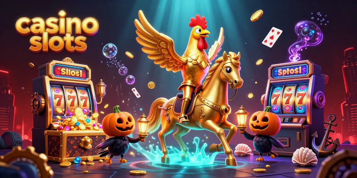 Experience dynamic casino slots action with golden rooster characters in a vibrant casino setting.