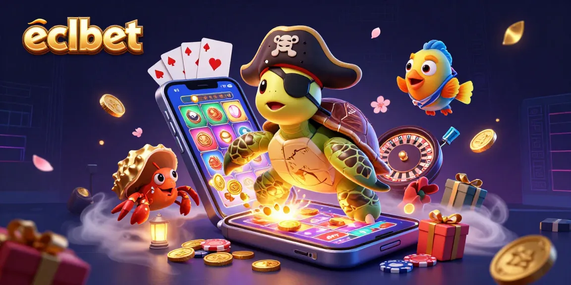Spin the reels with ECLBet's excitement in a vibrant, dynamic casino scene!