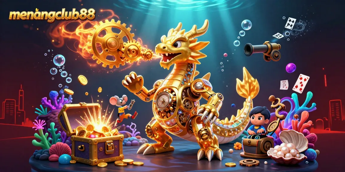 Engage with menangclub88's unique gaming experience through this vibrant 3D casino illustration.