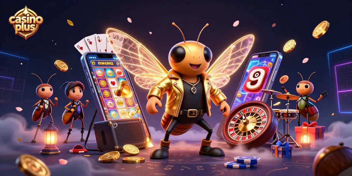 Engage with casino plus, featuring a lively 3D rock star cicada and dynamic gaming elements.